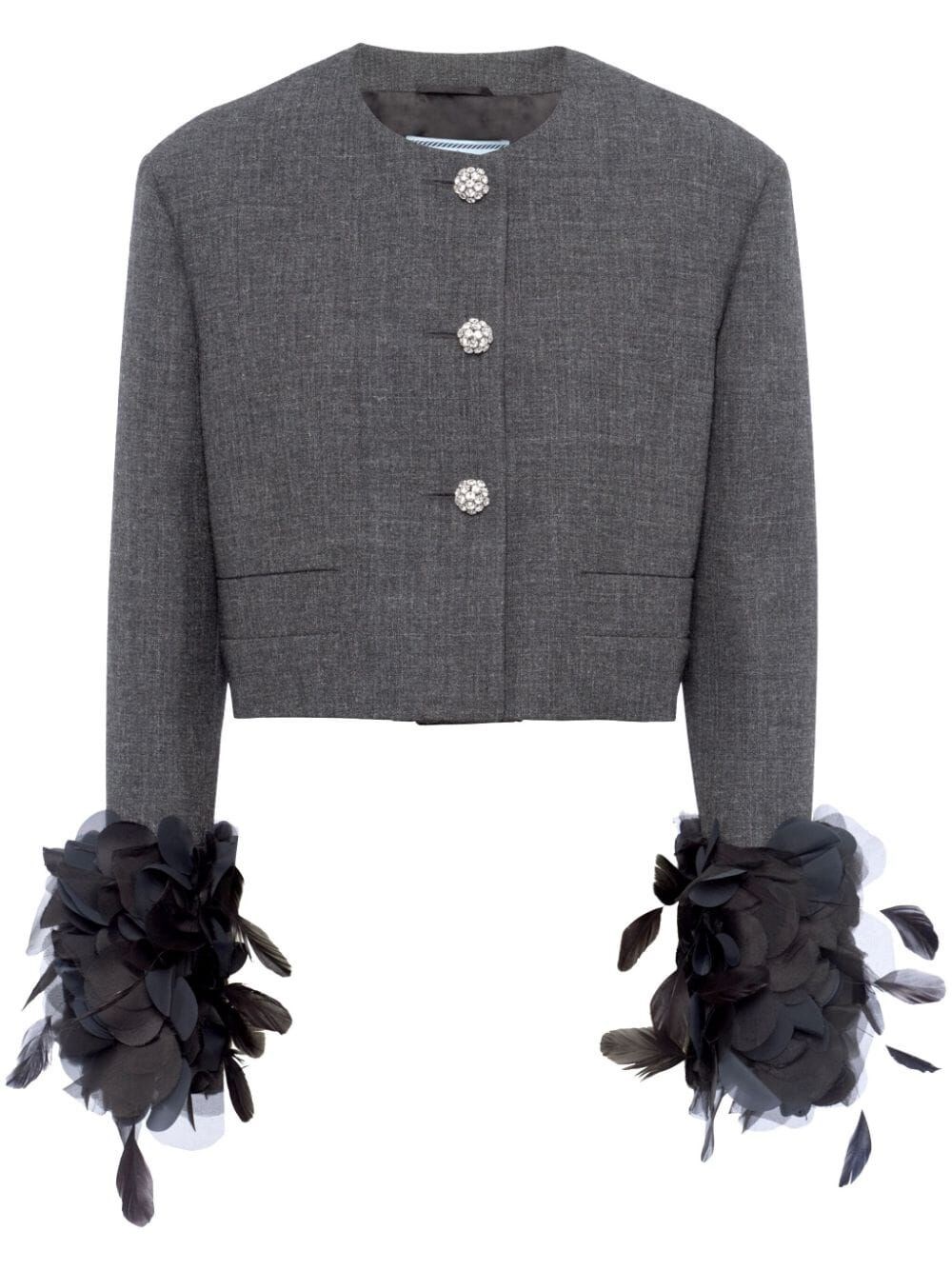 Prada Cropped Jacket With Feather