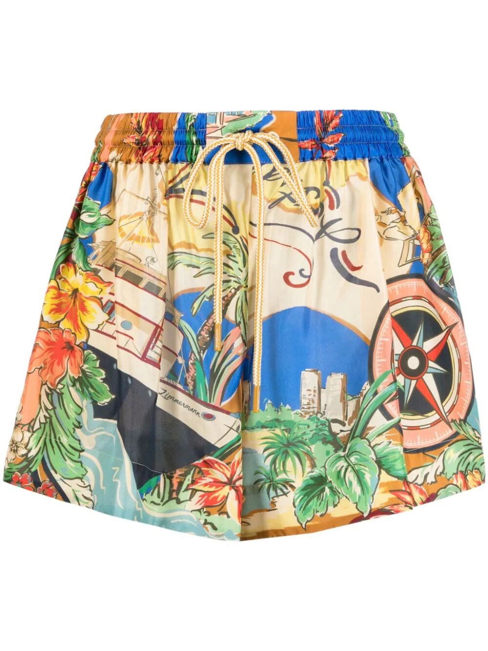 Shop Zimmermann `alight` Draw-waist Shorts In Multi