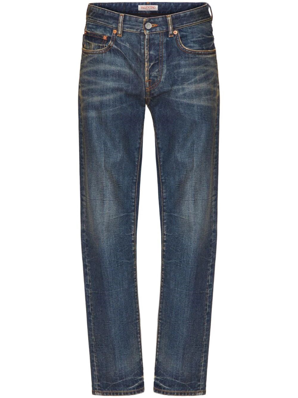 Shop Valentino `v Detail` Jeans In Blue