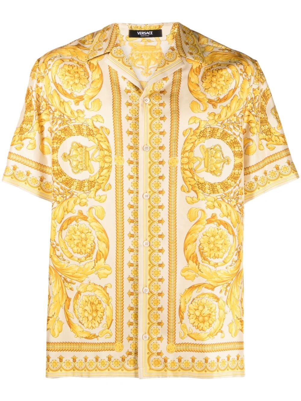 Shop Versace `barocco` Print Shirt In Beige