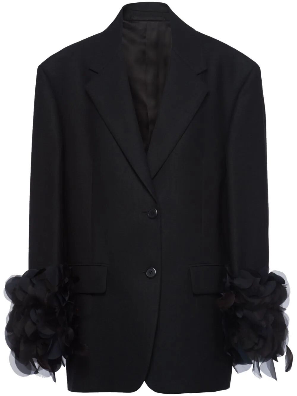 Prada Jacket With Feather In Black  