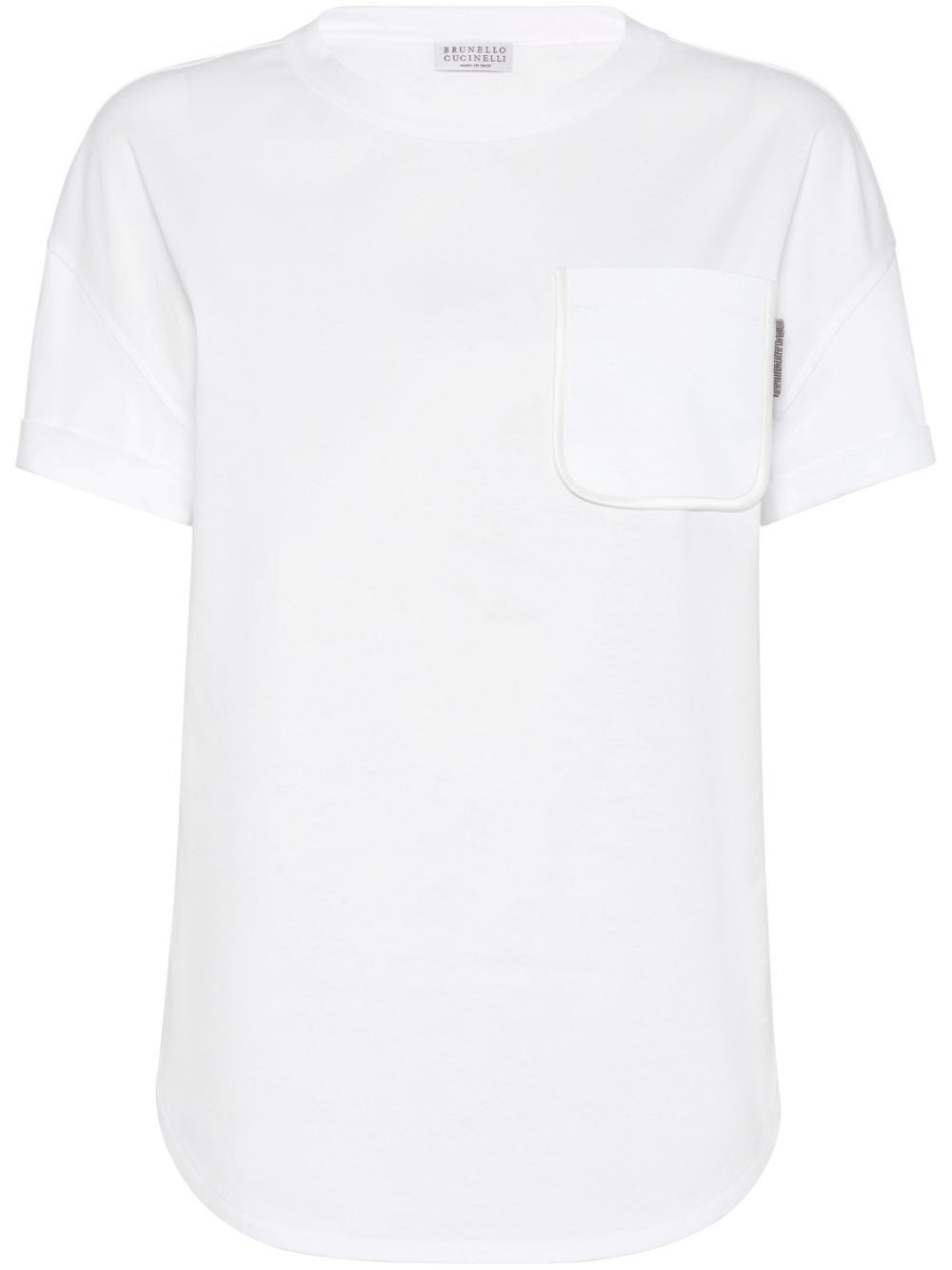 Shop Brunello Cucinelli T-shirt With Shiny Tab In White