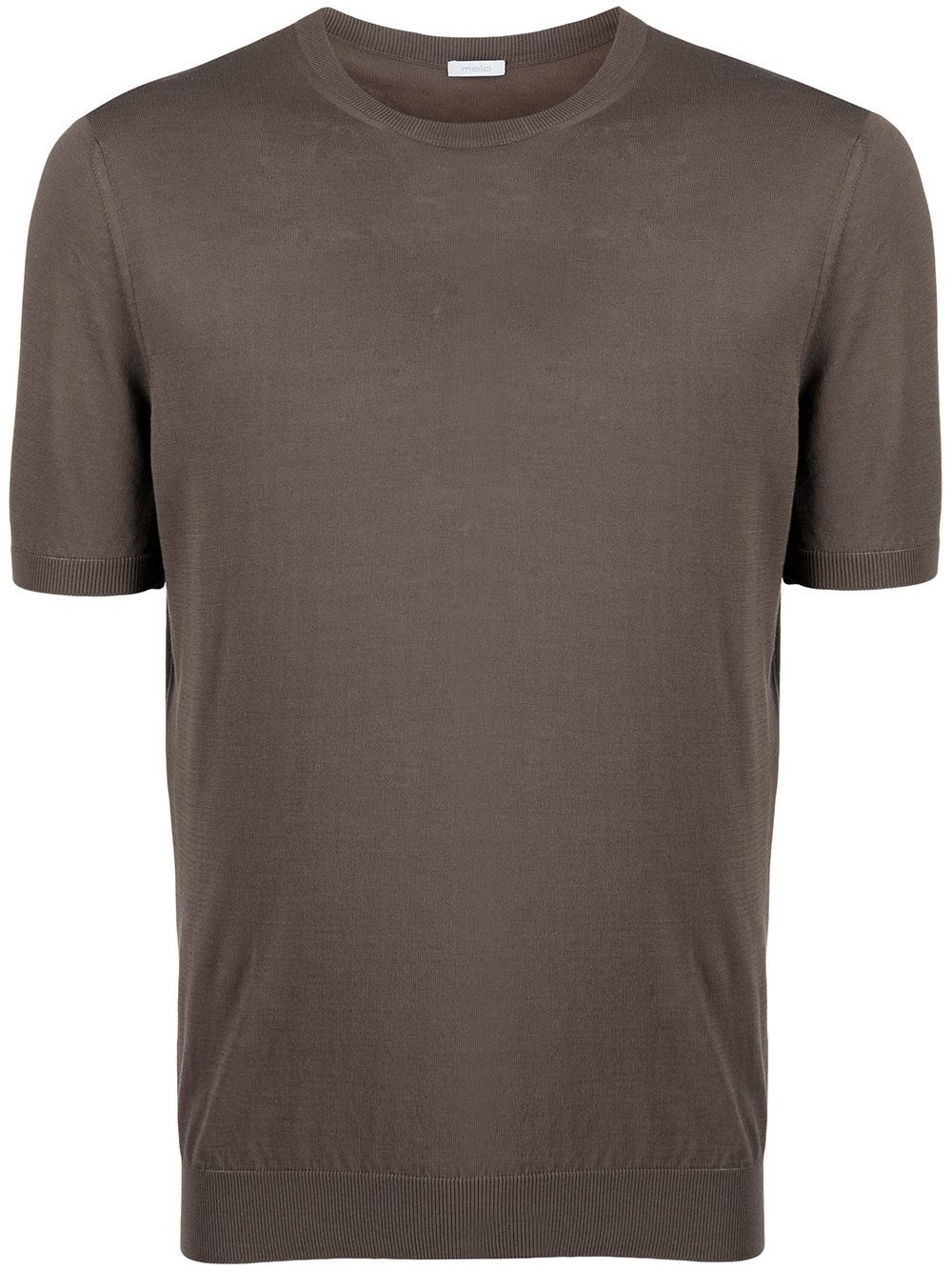 Malo Short Sleeve Crew-neck Sweater In Brown