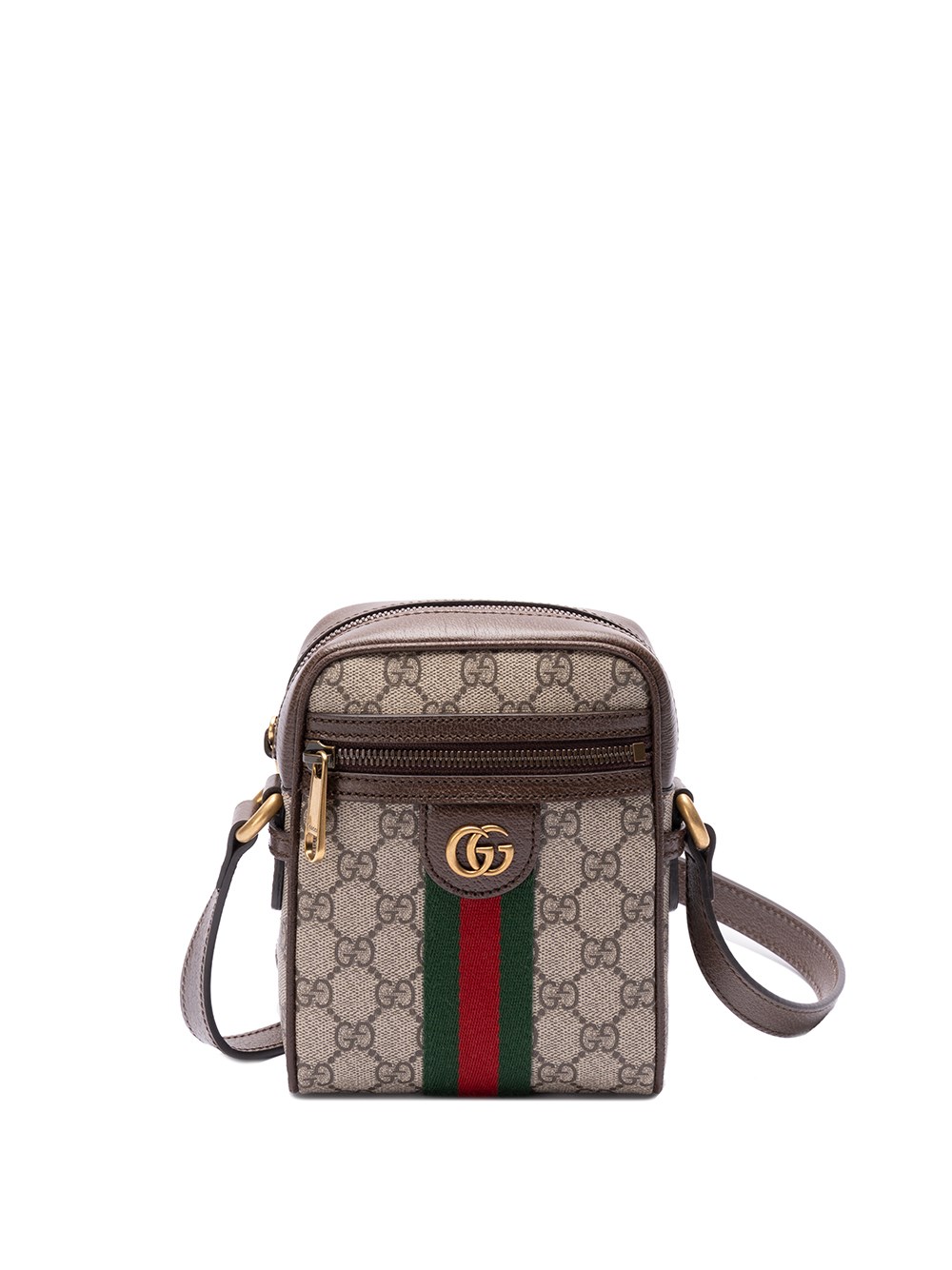 Shop Gucci `ophidia Gg` Shoulder Bag In Brown