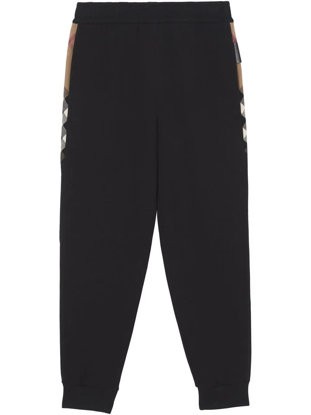Shop Burberry `check Panel` Track Pants In Black  