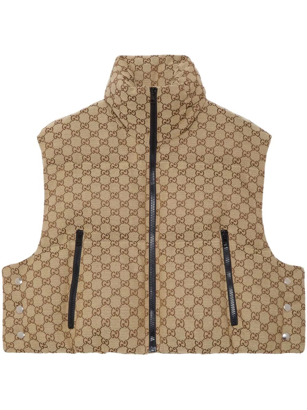 Gucci Gg Cotton Blend Canvas Vest In Brown
