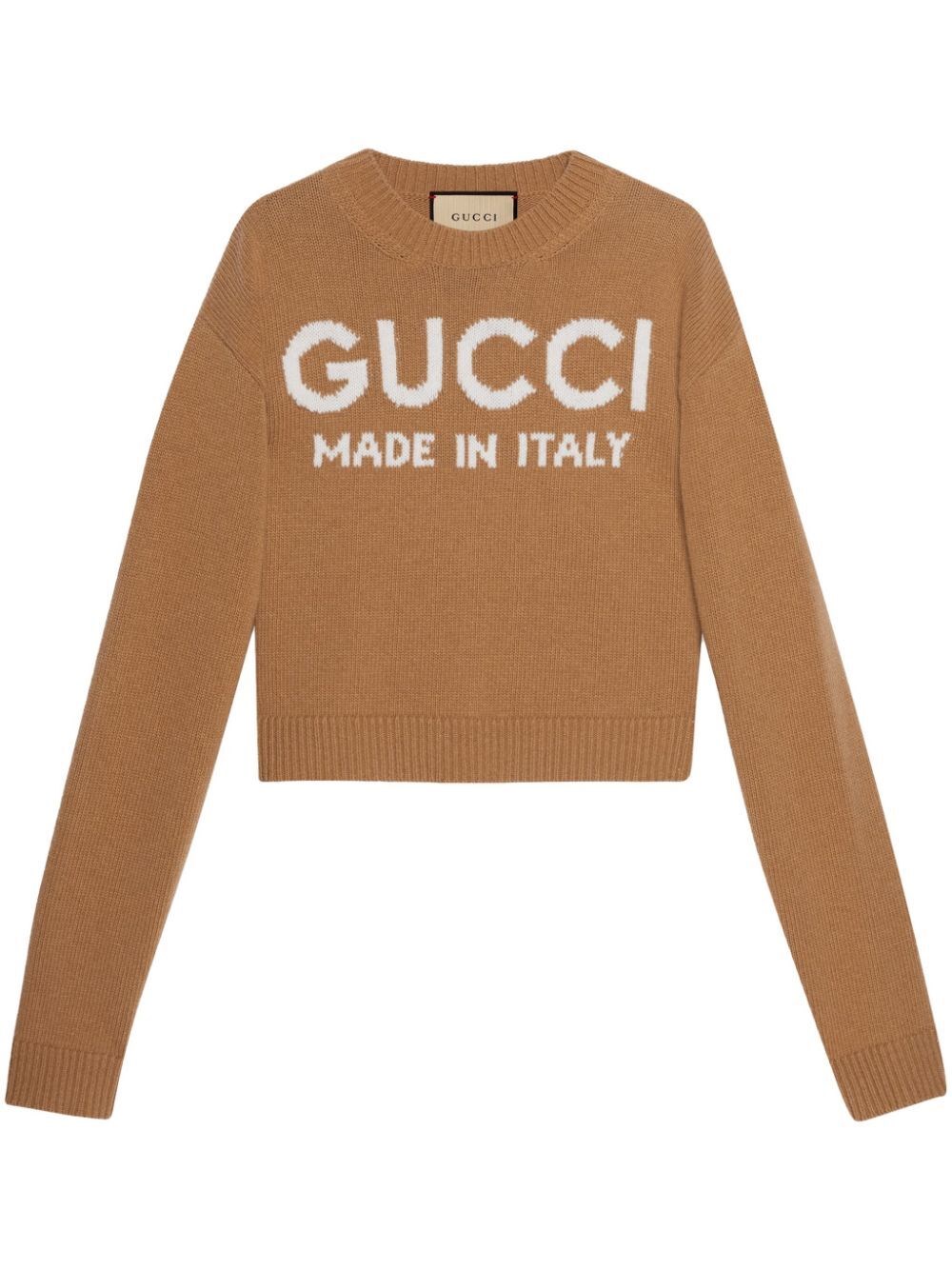Shop Gucci Knit Crew-neck Sweater In Brown