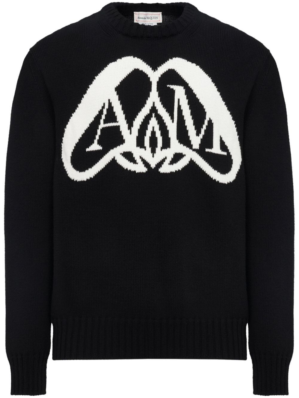 Shop Alexander Mcqueen `half Seal Logo` Sweater In Black  