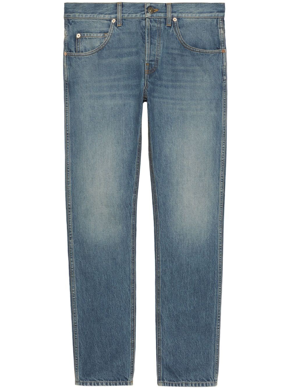 Gucci Tapered-leg Stonewashed Jeans In Blue