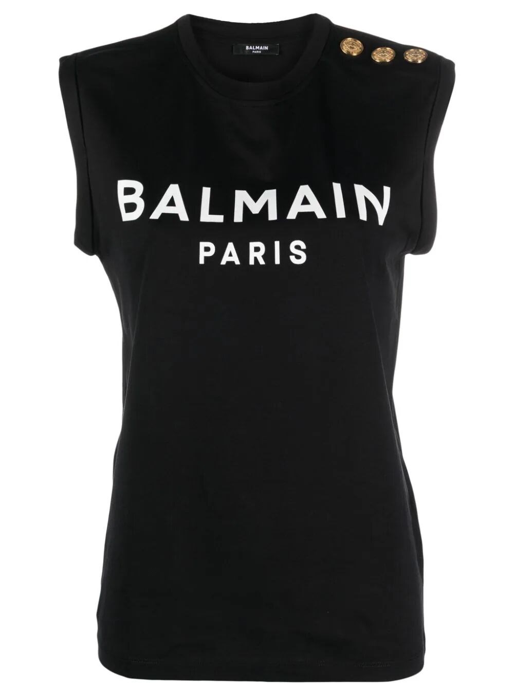 Shop Balmain ` Print Tank Top In Black  