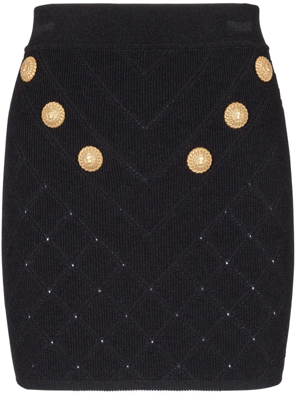 Shop Balmain 6 Buttons Knit Short Skirt In Black  