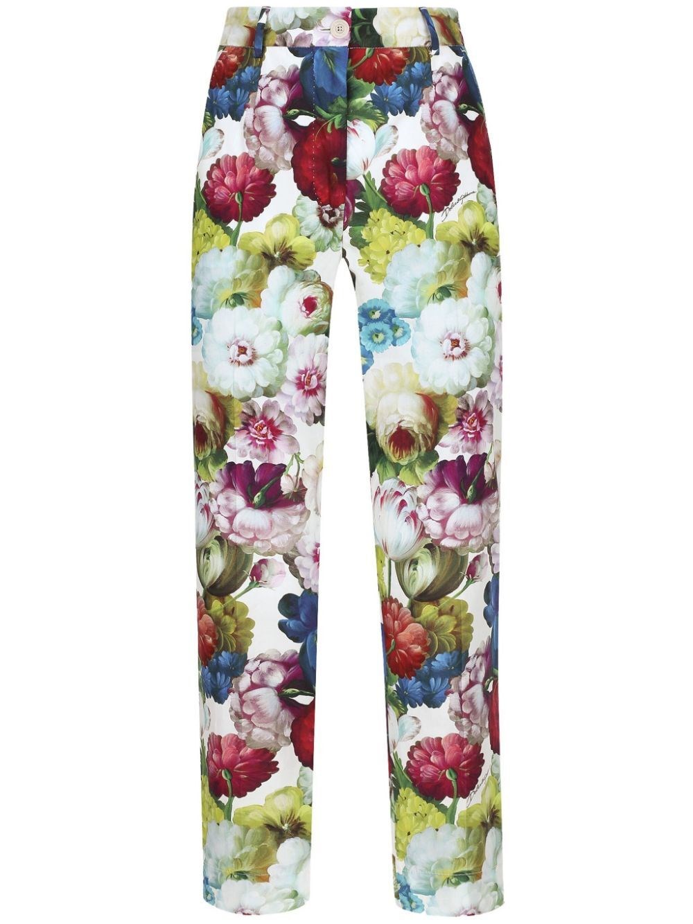 Shop Dolce & Gabbana `flower Power` Cropped Pants In White