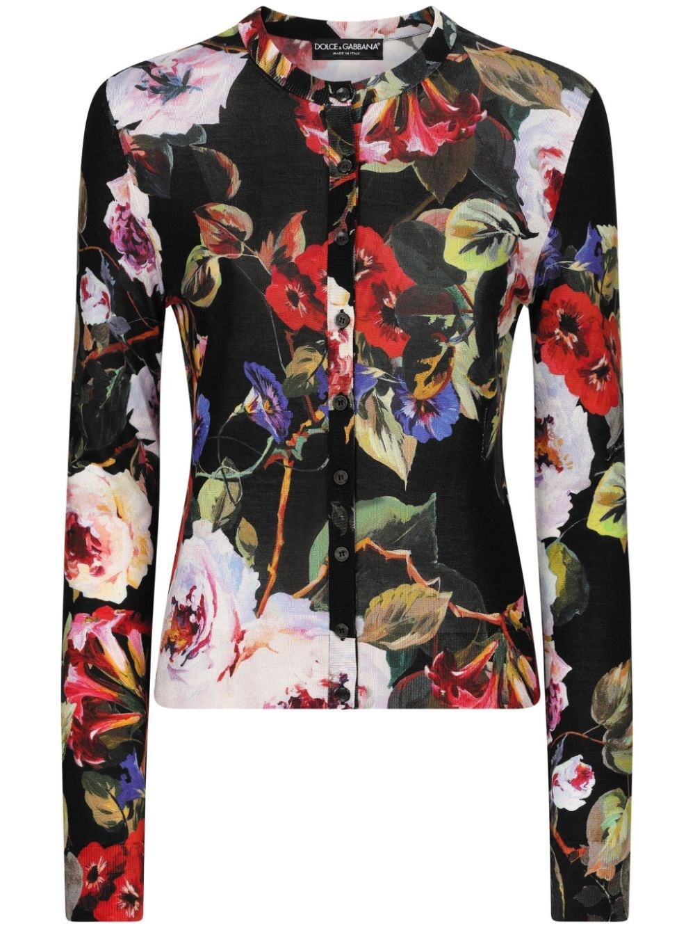 Dolce & Gabbana `flower Power` Cardigan With Buttons In Black  