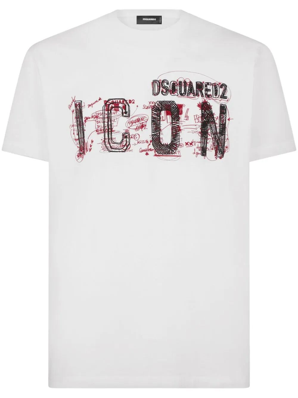 Shop Dsquared2 `icon Scribble Cool Fit` Crew-neck T-shirt In White