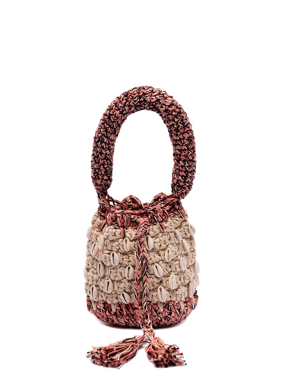 Shop Alanui `shell` Mini Bucket Bag In Beige