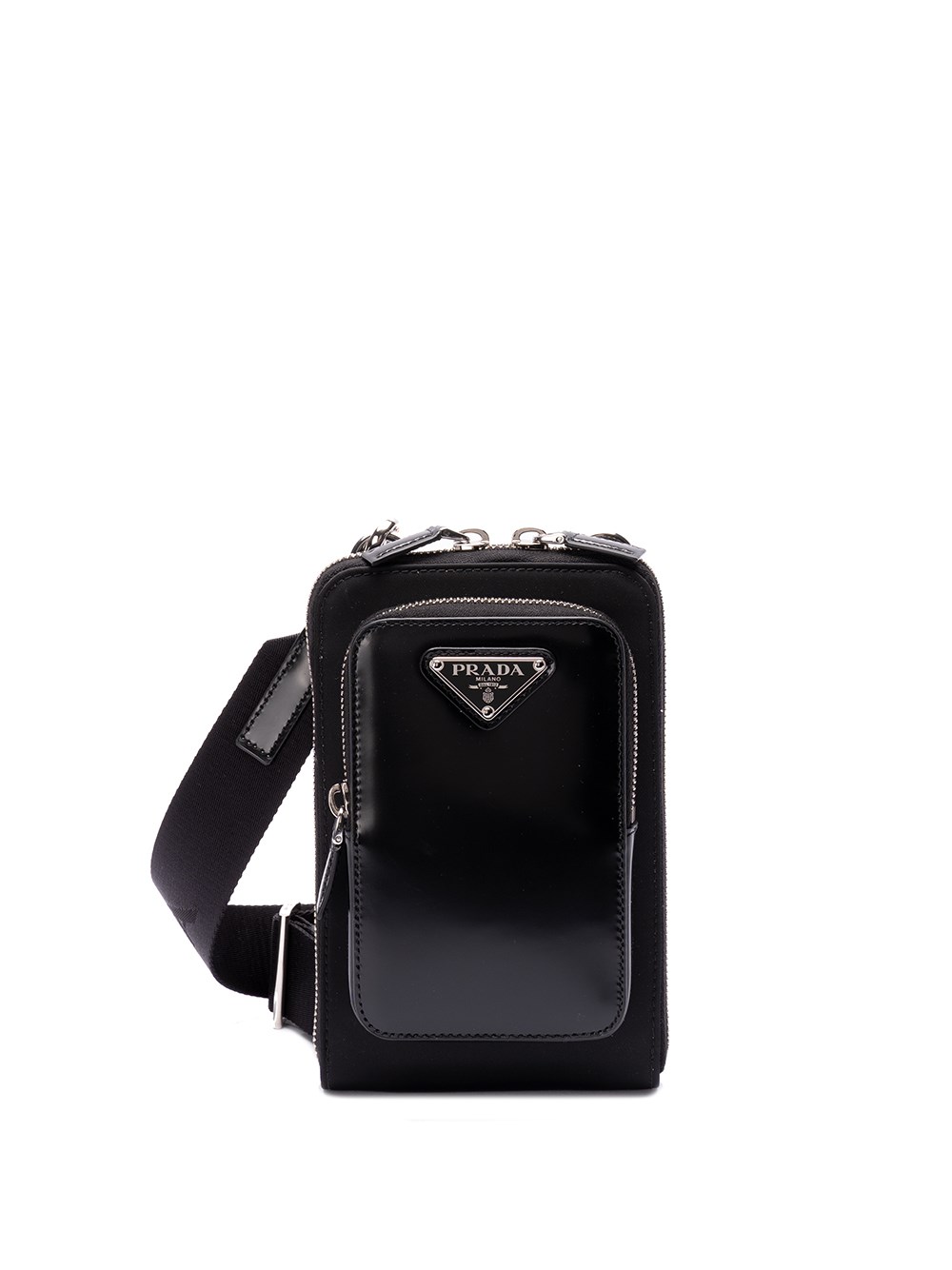 Shop Prada `re-nylon` And Leather Phone Case In Black  