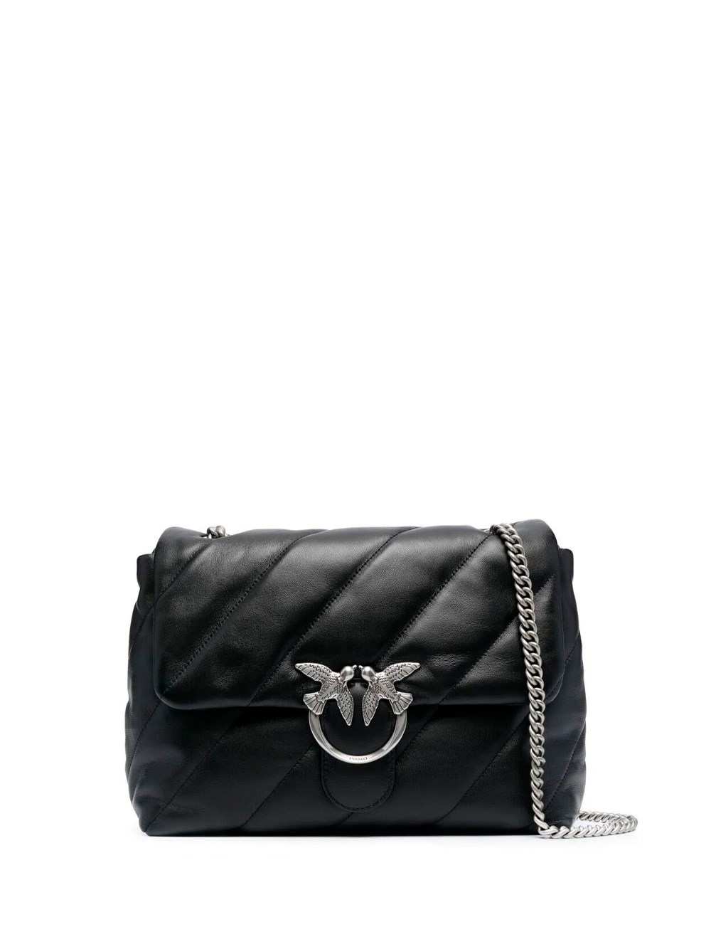 Pinko Big `love Puff Maxi Quilt` Handbag In Black  