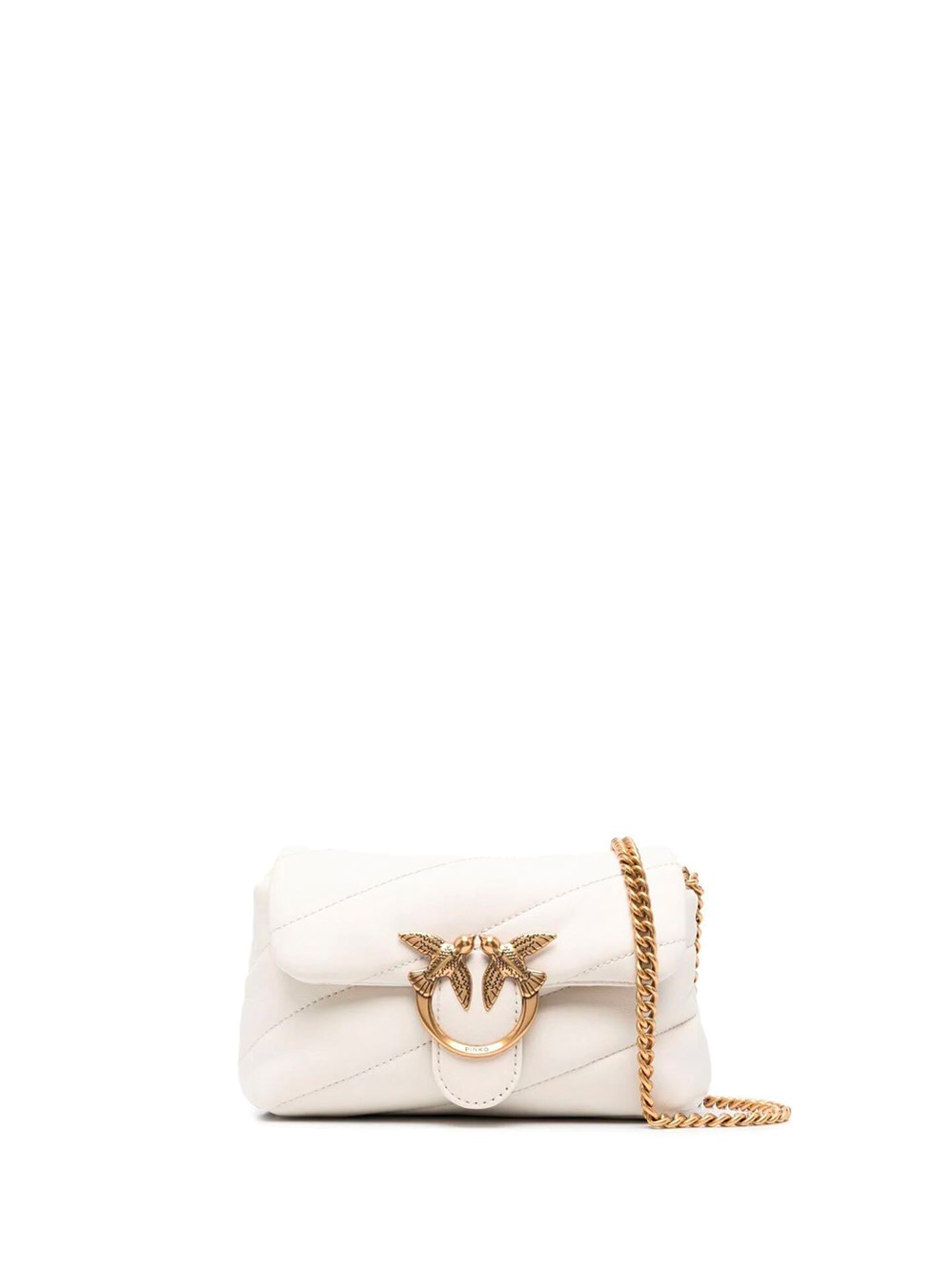 Pinko Love Baby Puff Leather Crossbody Bag In White