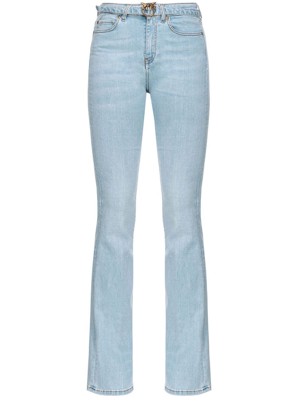 Shop Pinko `flora` Flare Jeans In Blue