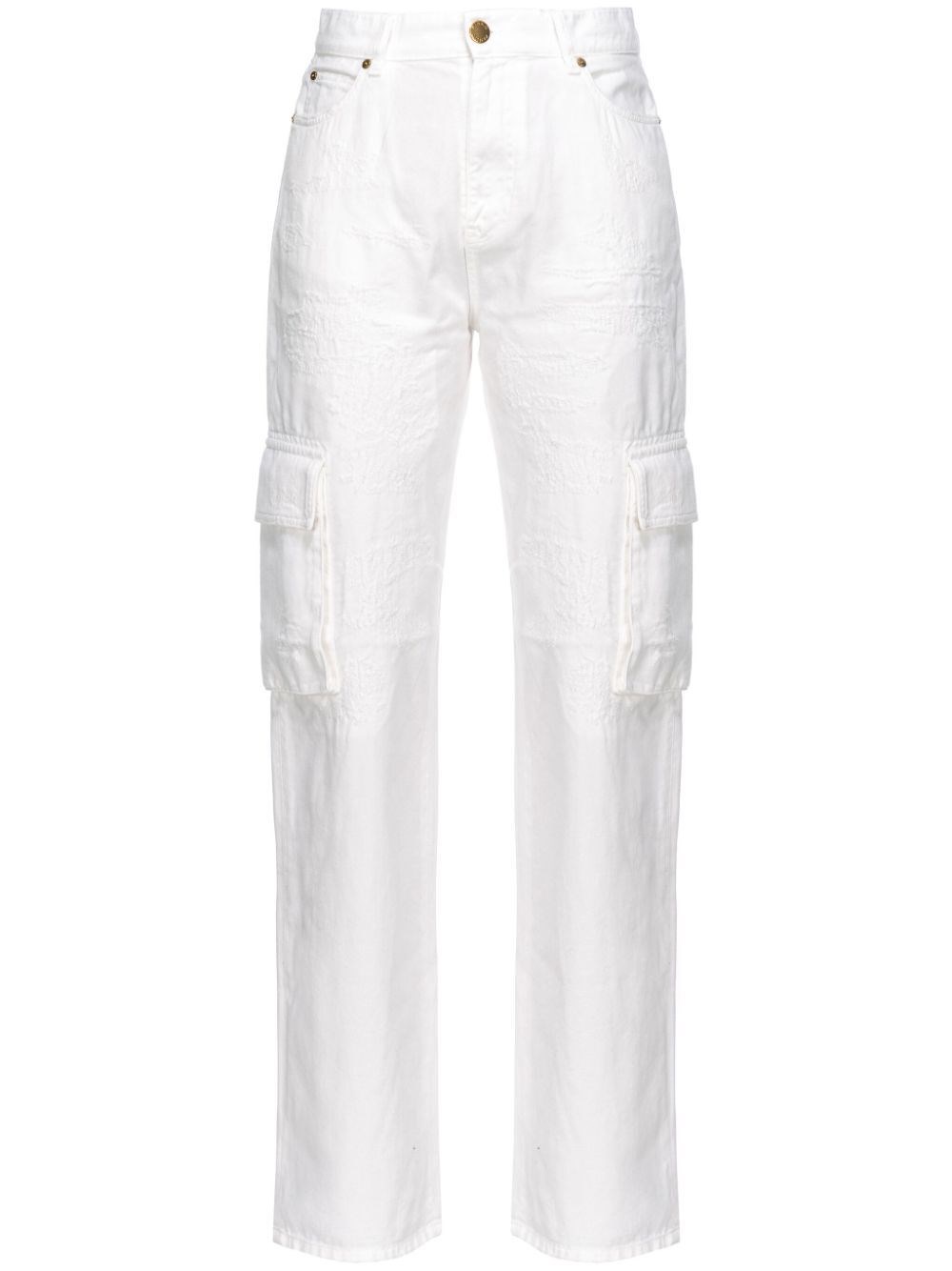 Pinko High-rise Straight-leg Cargo Jeans In White