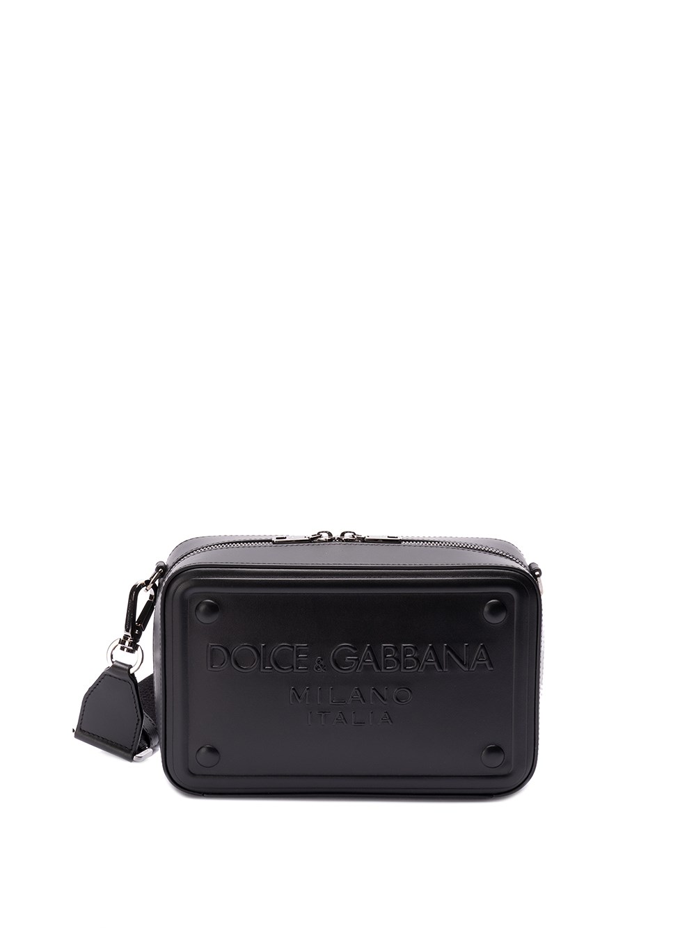 Dolce & Gabbana Crossbody Bag With Raised Logo In Black  