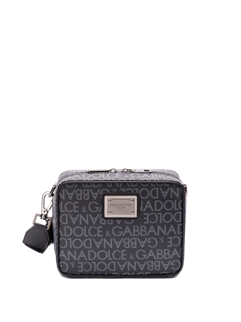 Dolce & Gabbana Allover Logo Crossbody Bag In Black  