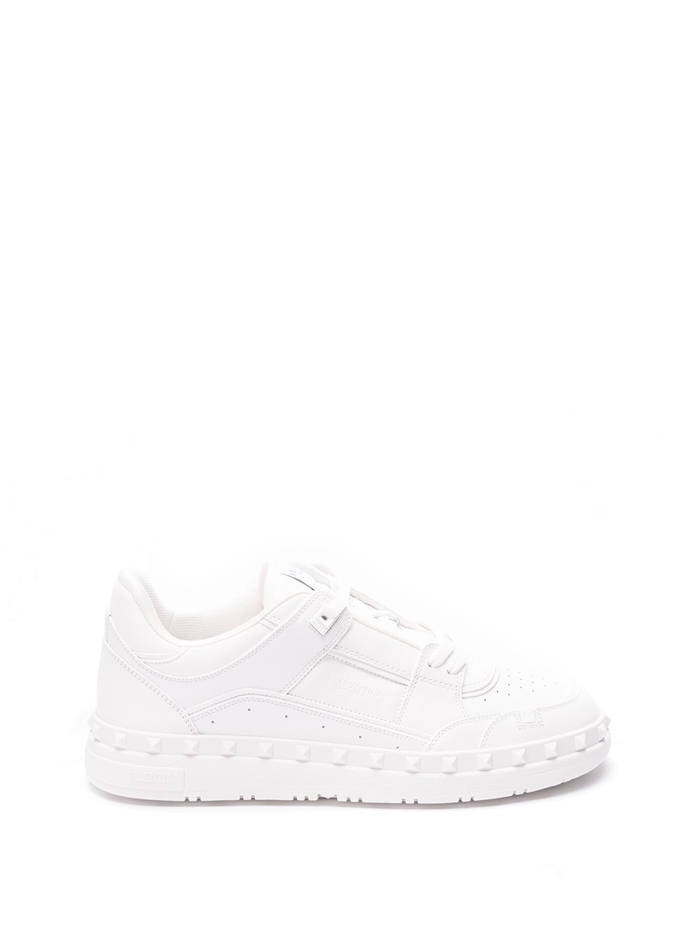 Valentino Garavani Premium Calf Leather Sneakers With Rockstud Detailing In White