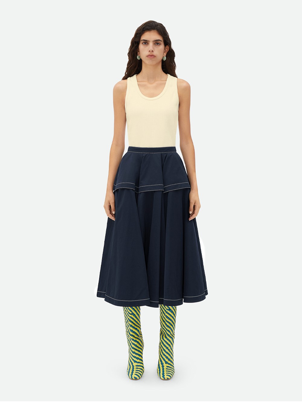 Shop Bottega Veneta Nylon Skirt In Blue