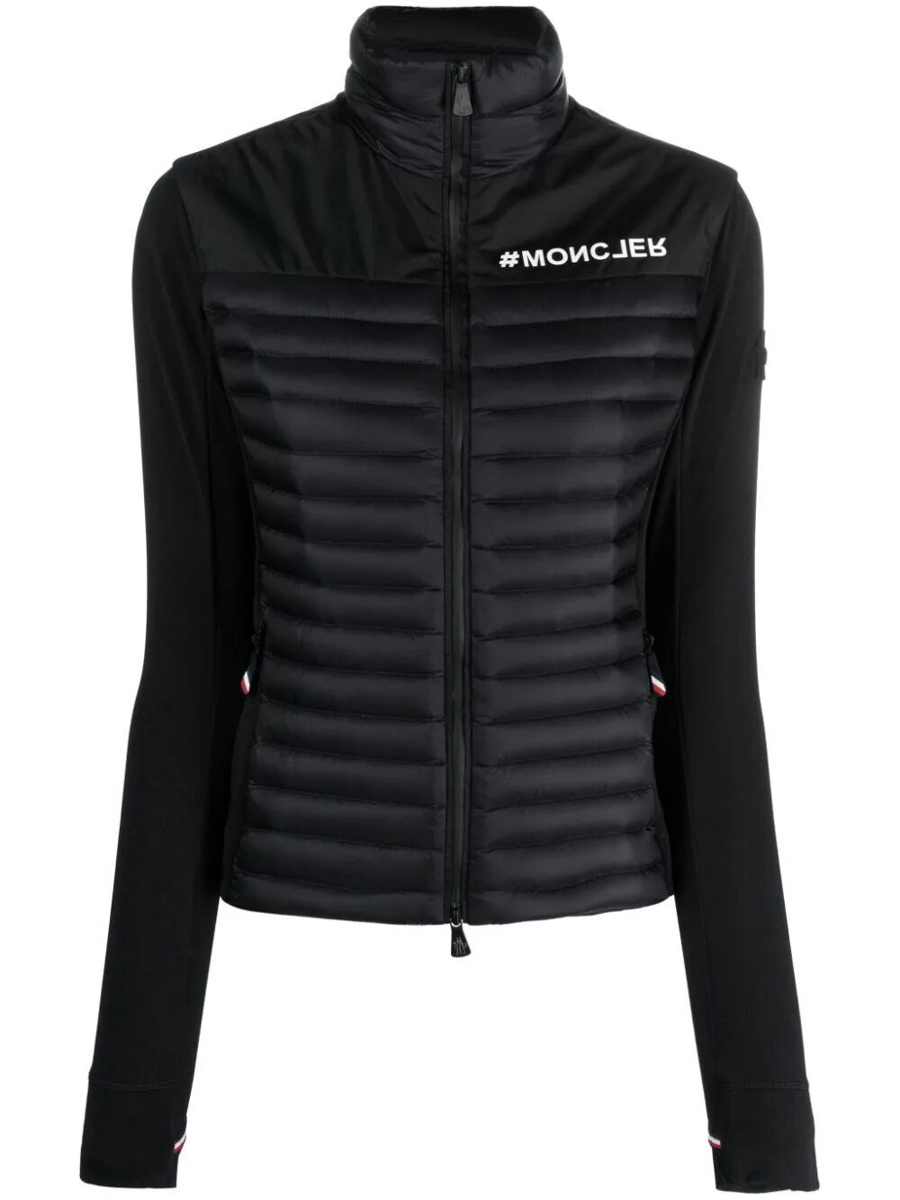 Moncler Partially Quilted Zip-up Cardigan In Black