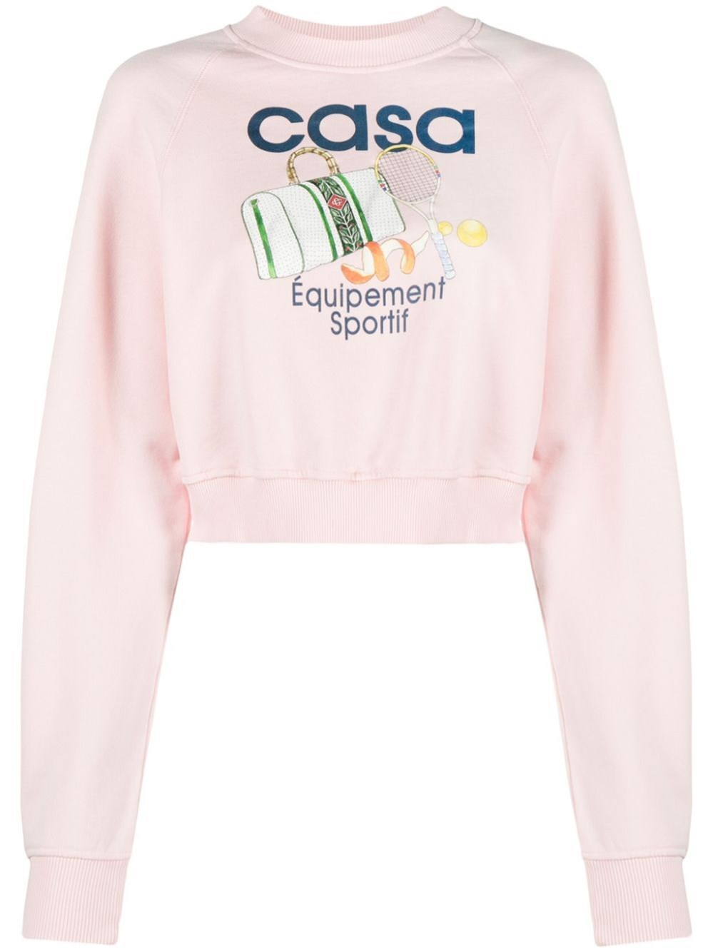 Shop Casablanca `equipement Sportif` Printed Cropped Sweatshirt In Pink