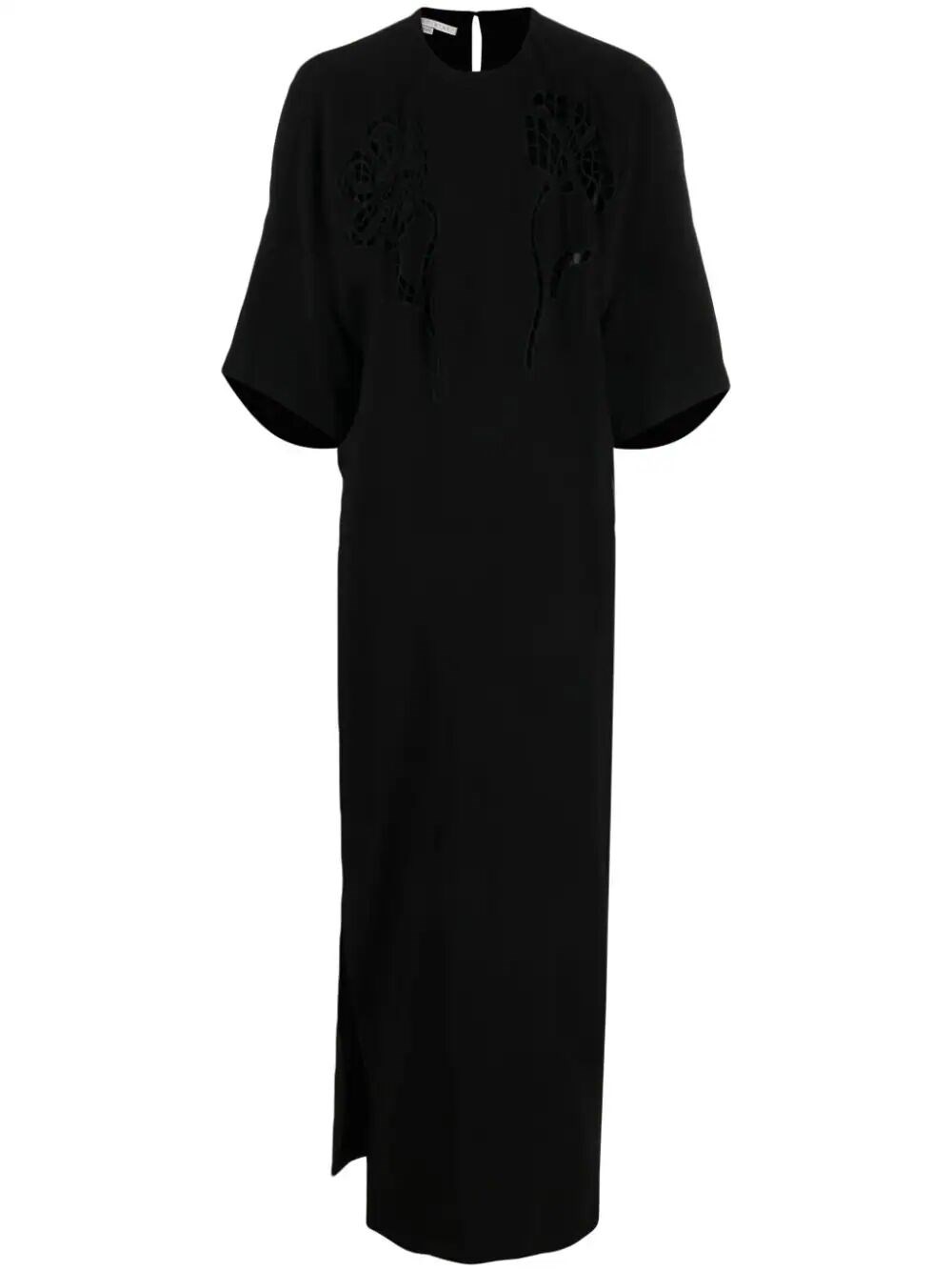 Stella Mccartney Broderie-anglaise Floral Long Dress In Black  