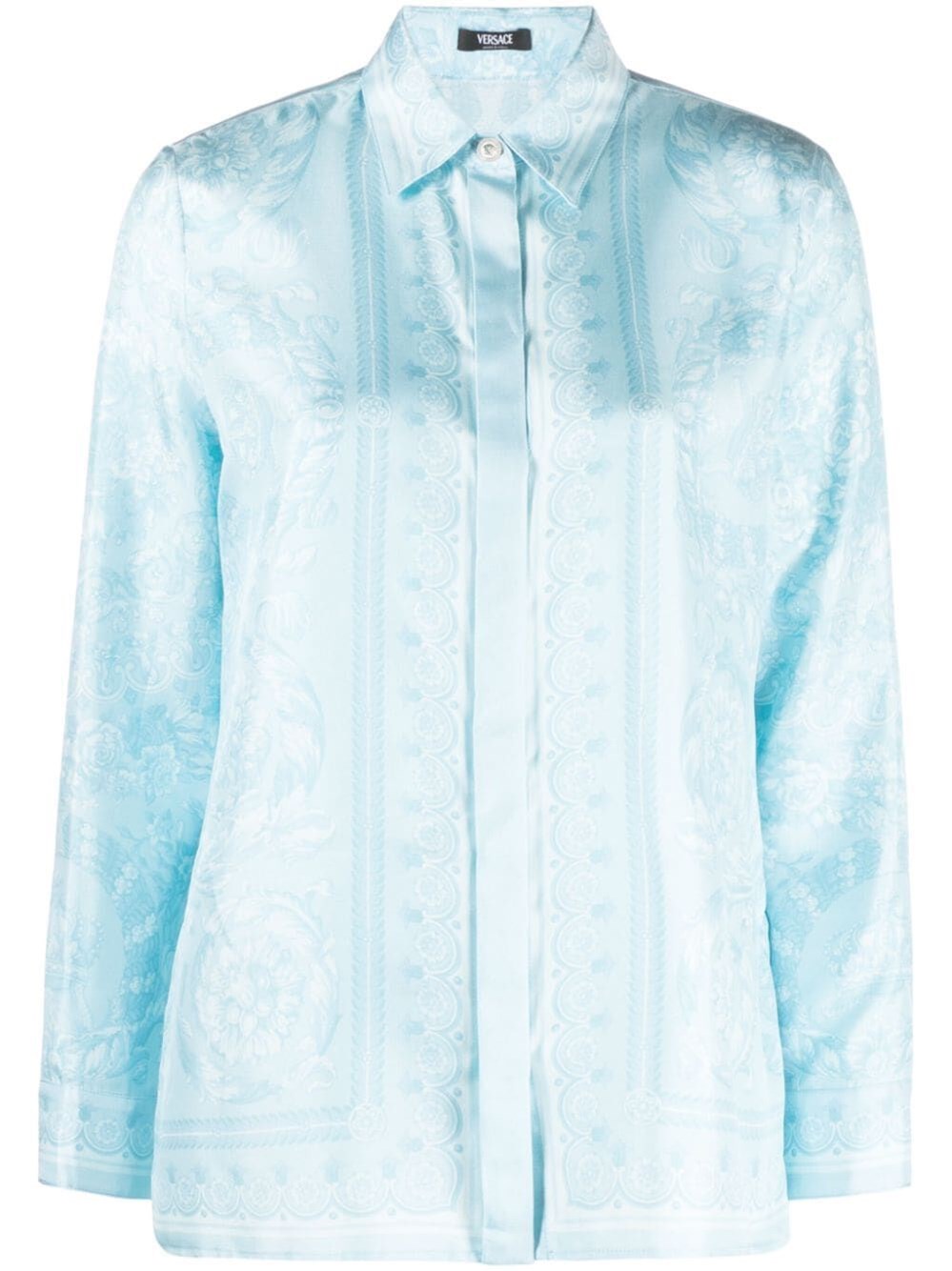 Shop Versace `baroque 92` Print Shirt In Blue