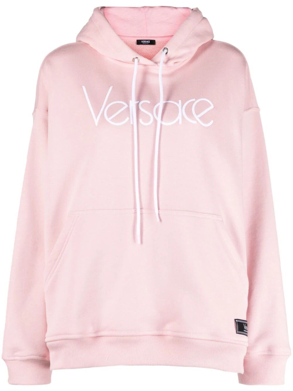 Shop Versace ` Logo Embroidery Hoodie In Pink