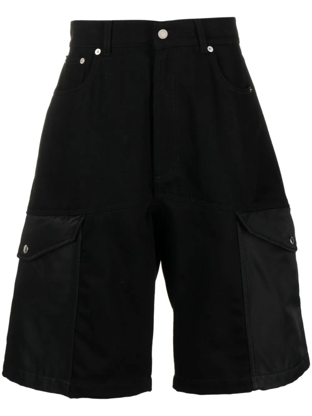 Shop Alexander Mcqueen `hybrid` Denim Shorts In Black  