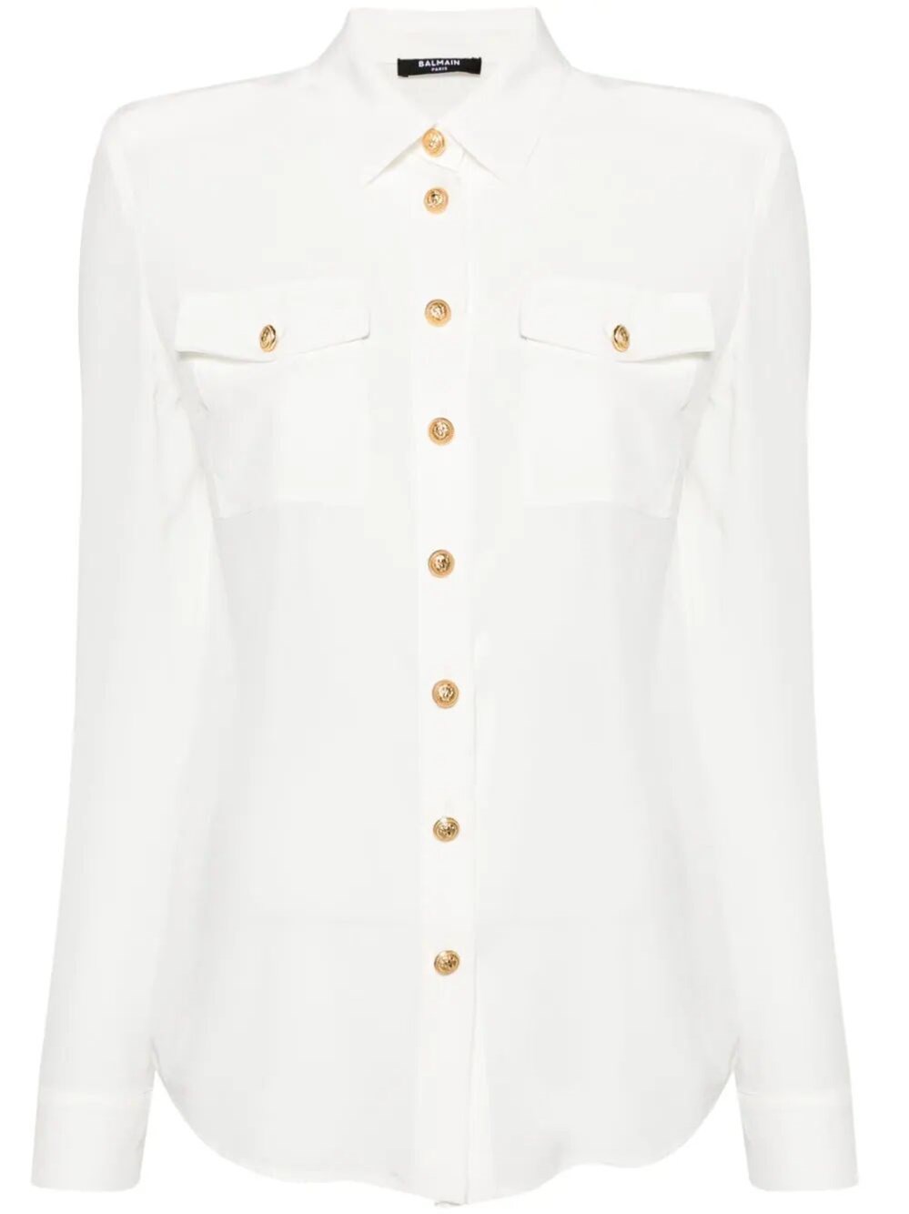 Balmain 2 Pockets Buttoned Shirt In White