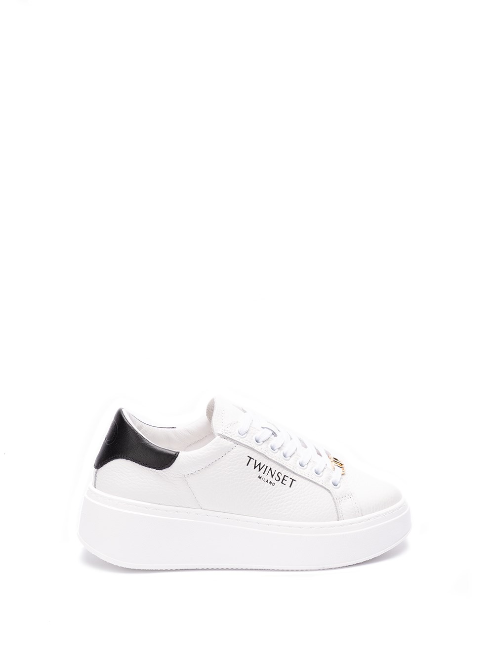 Twinset Two-tone Leather Low-top Sneakers In White