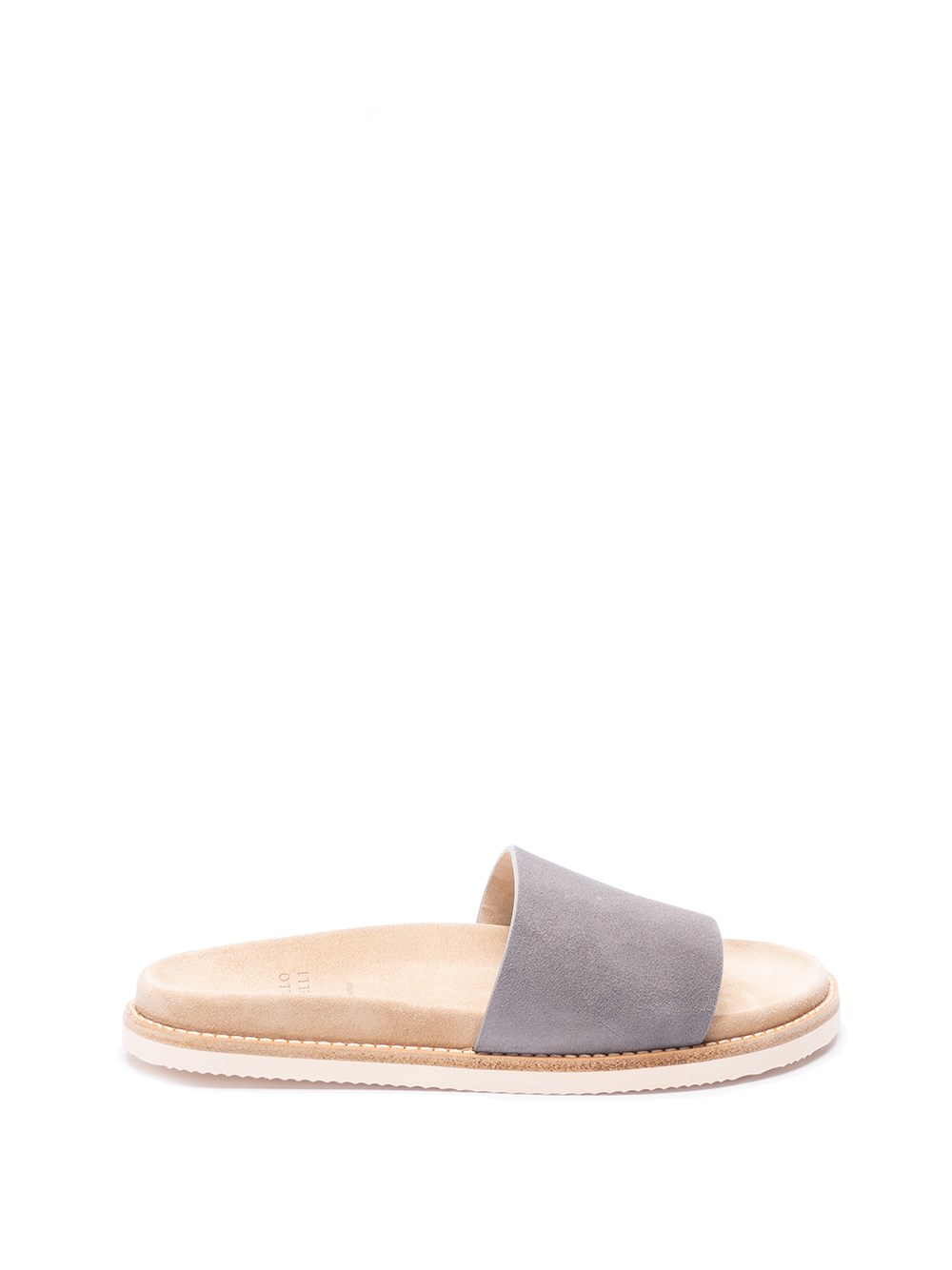 Shop Brunello Cucinelli Slide Sandals In Gray