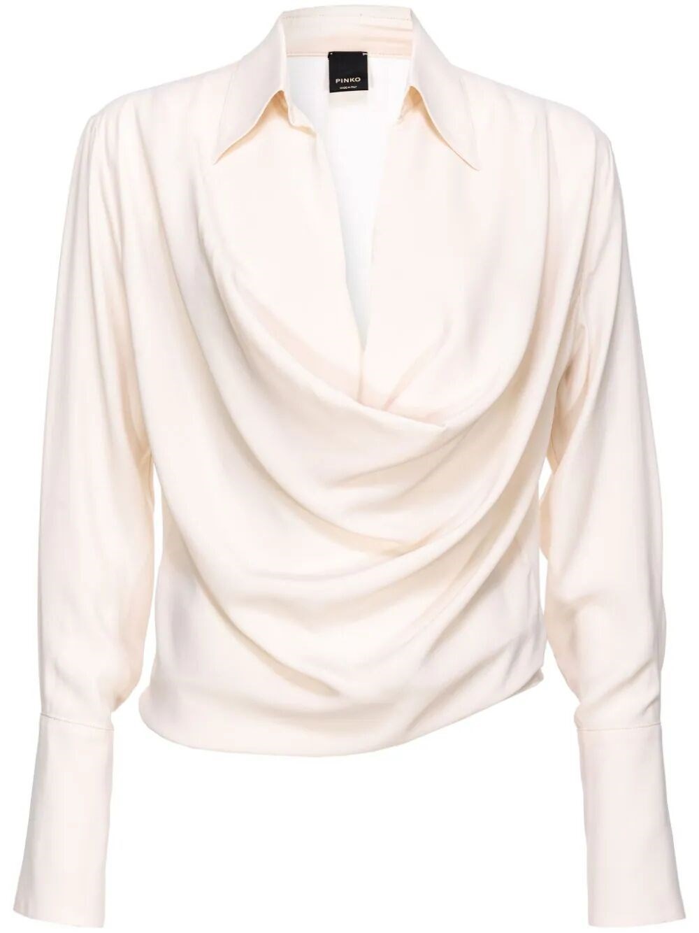 Pinko Silk-blend Blouse With Draping In  Rose Fumé Blanc