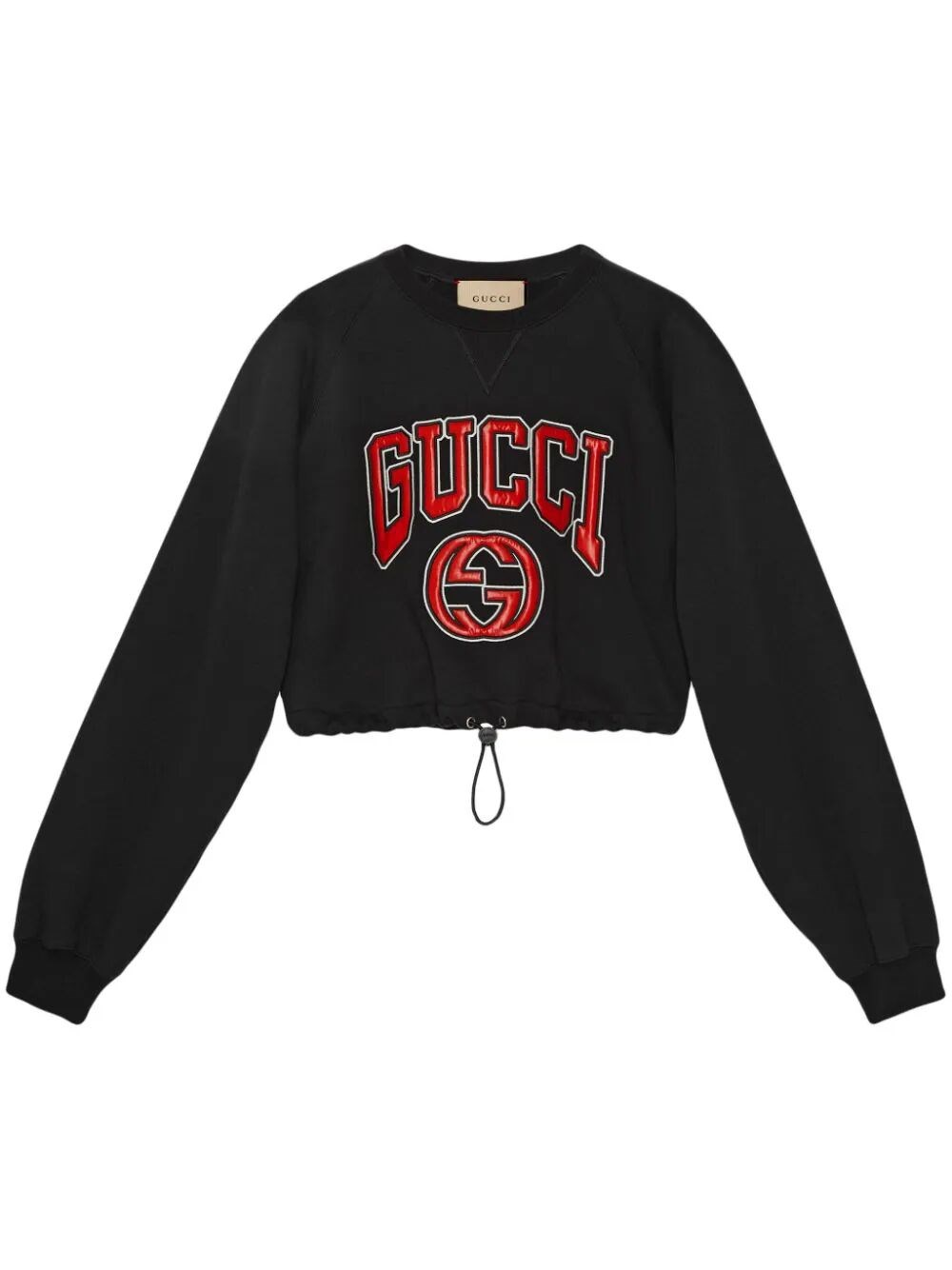 Shop Gucci Cropped Crew-neck Sweatshirt In Black  