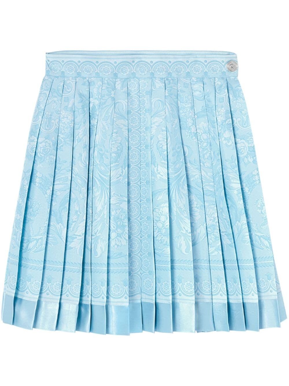 Shop Versace `baroque 92` Print Mini Skirt In Blue
