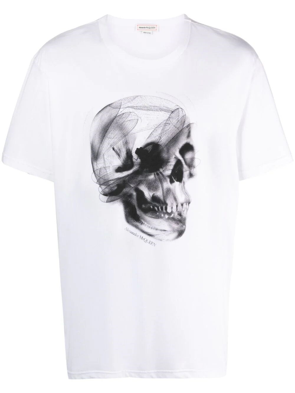 Shop Alexander Mcqueen `dragonfly Skull` Print T-shirt In White