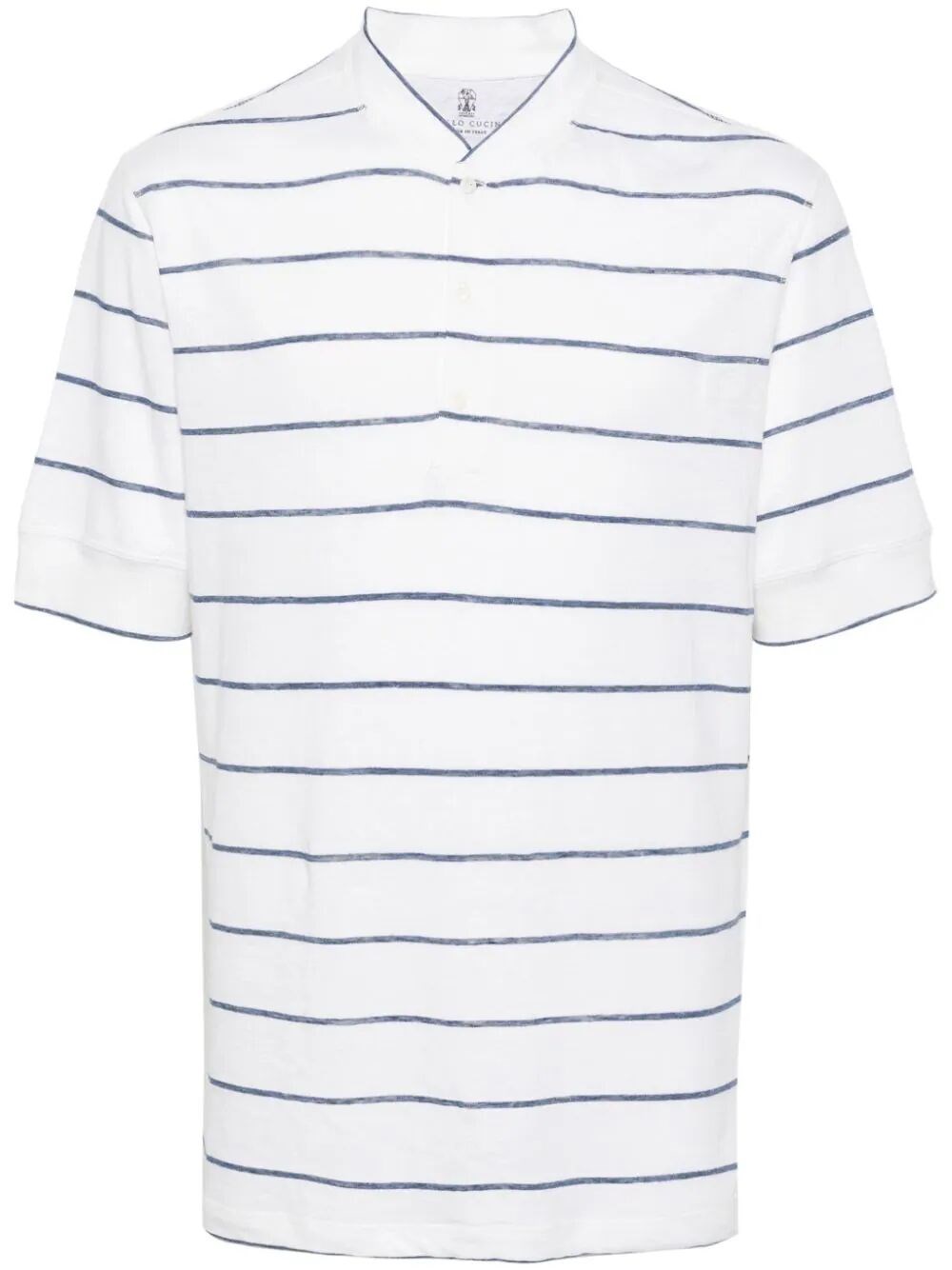 Brunello Cucinelli Short Sleeve Henley Shirt In Denim