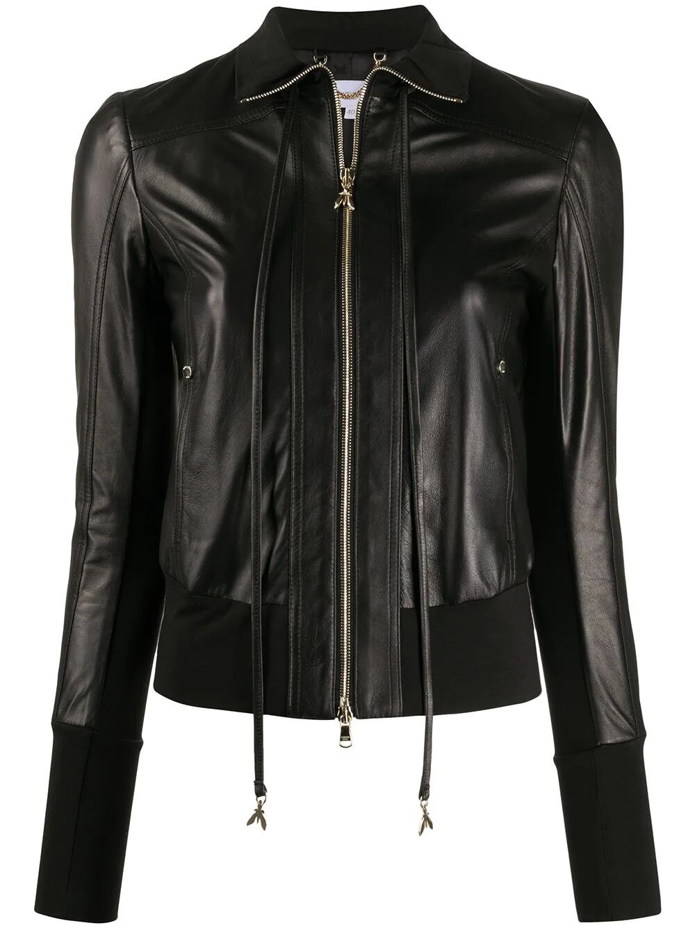 Shop Patrizia Pepe Leather Jacket In Black  