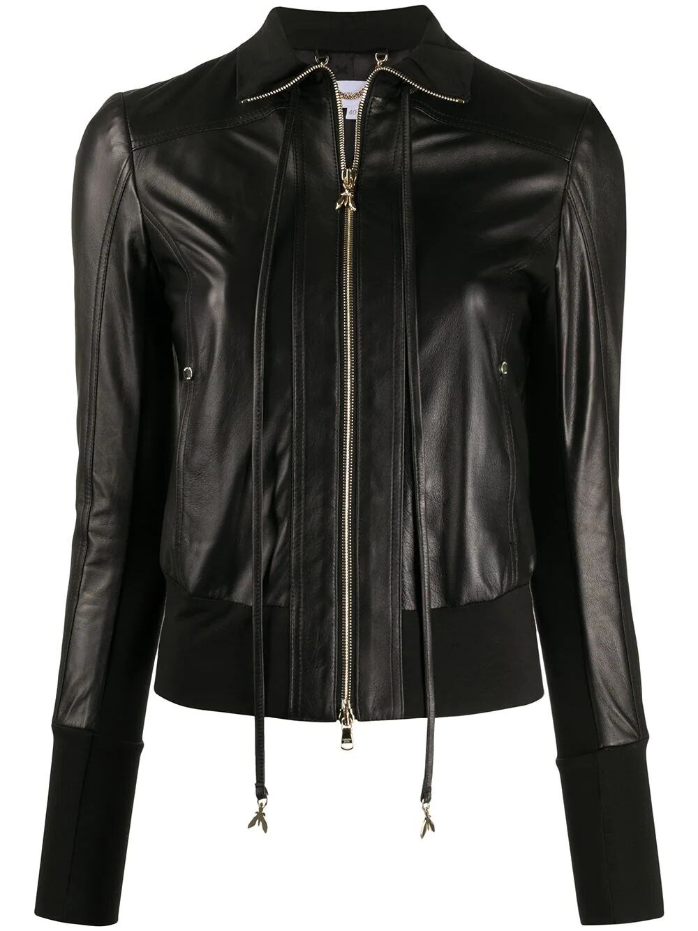 Patrizia Pepe Long Sleeve Leather Jacket In Black