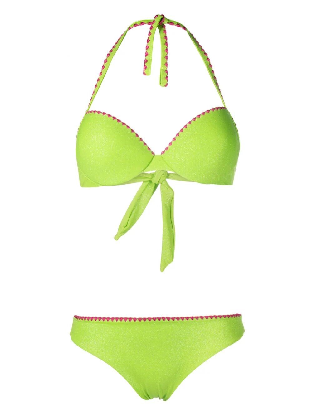 Twinset Push-up Glitter Bikini Set In Green
