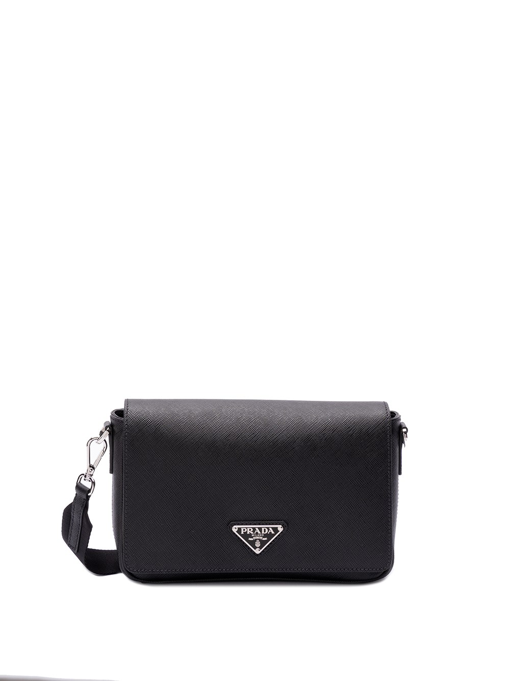 Shop Prada Saffiano Leather Shoulder Bag In Black  
