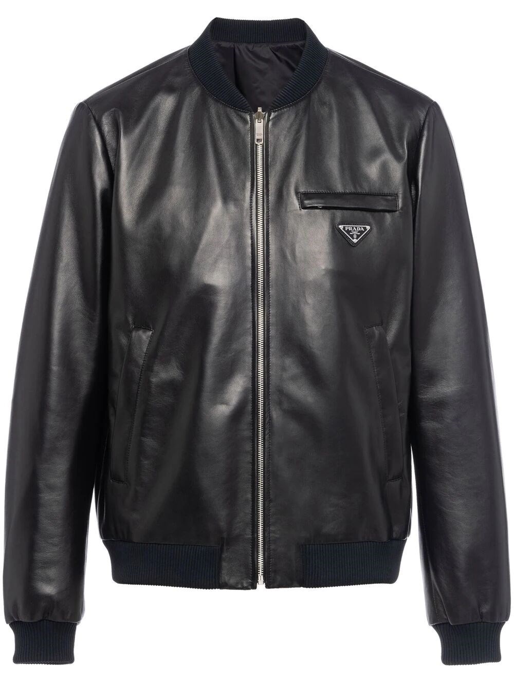 Prada Reversible Nappa Leather Jacket In Black  