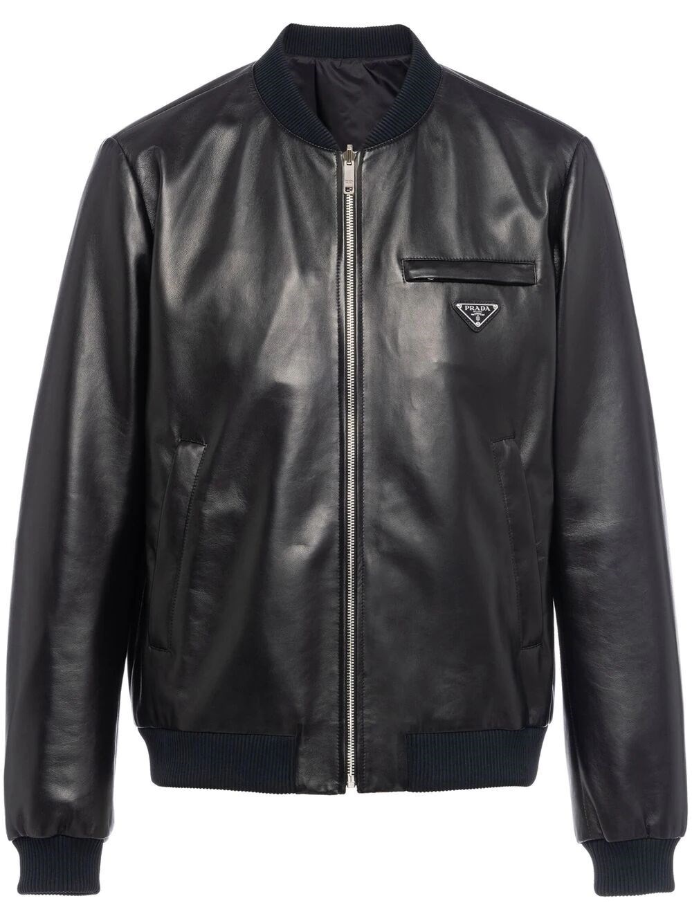 Prada Reversible Nappa Leather and Nylon Bomber Jacket