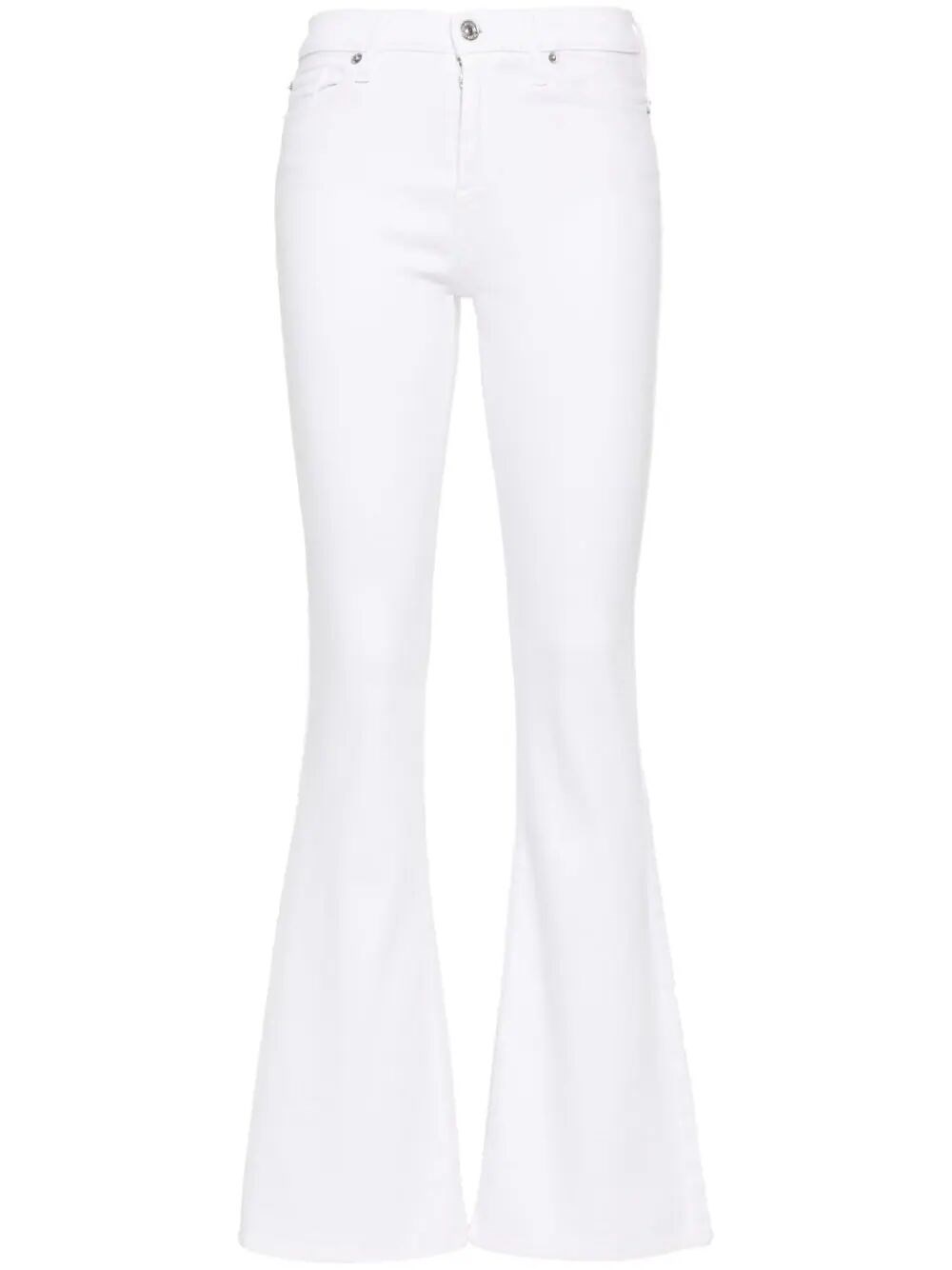 7 For All Mankind Dojo Tailorless White Flare Jean In White