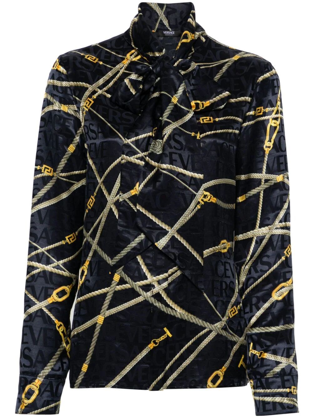 Shop Versace `ropes` Print Shirt In Blue